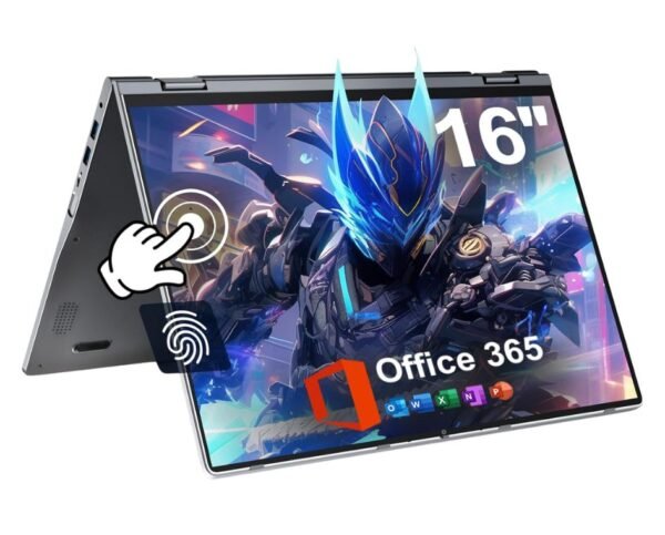 jumper 16 inch Convertible Laptop, 2 in 1 Laptop Computer with IPS FHD 360 Degree Touchscreen, 16GB DDR4 640GB Storage, Fingerprint Reader, WiFi 6, 53.2WH, Backlit Keyboard, Type-C, 1 Year Office 365