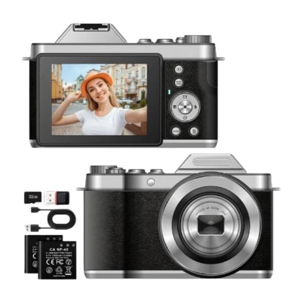 4K Retro Vintage Digital Camera, 64MP Retro 3” IPS Screen Camera with 6X Optical Zoom